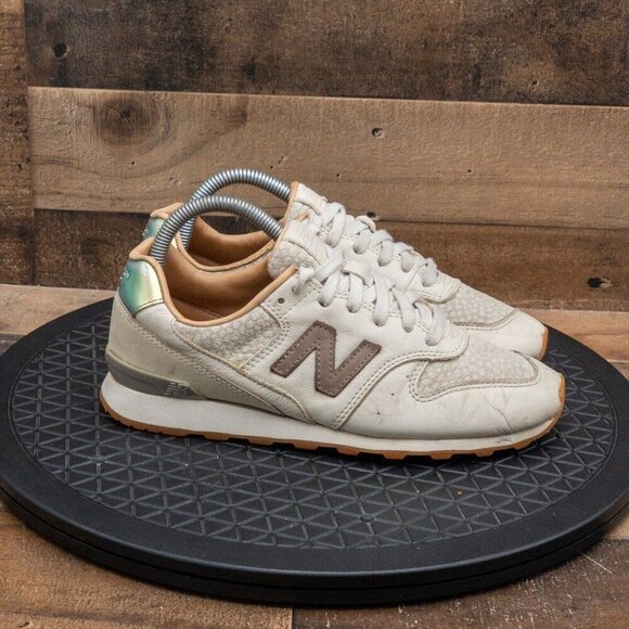 NEW BALANCE 696 WOMENS ATHLETIC SHOES RETRO SNEAKERS CREAM LEATHER SIZE 7.5B - Picture 9 of 9
